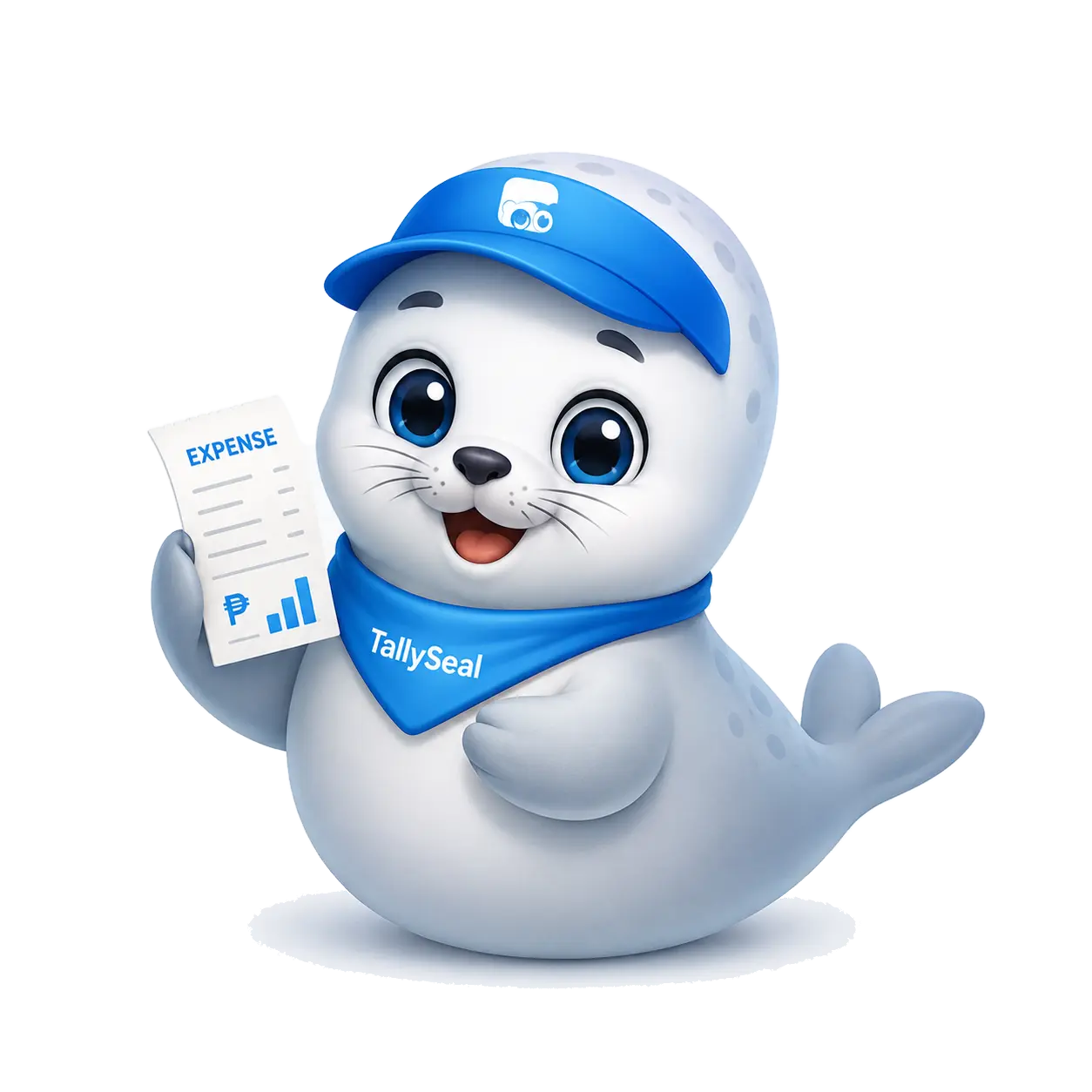 TallySeal assistant mascot for expense tracking guidance